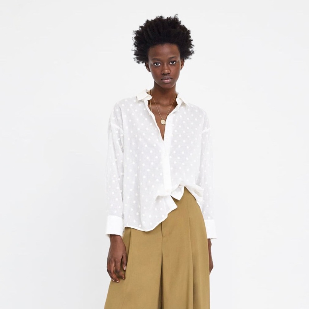 Zara Oversized Blouse Embroidered Dots